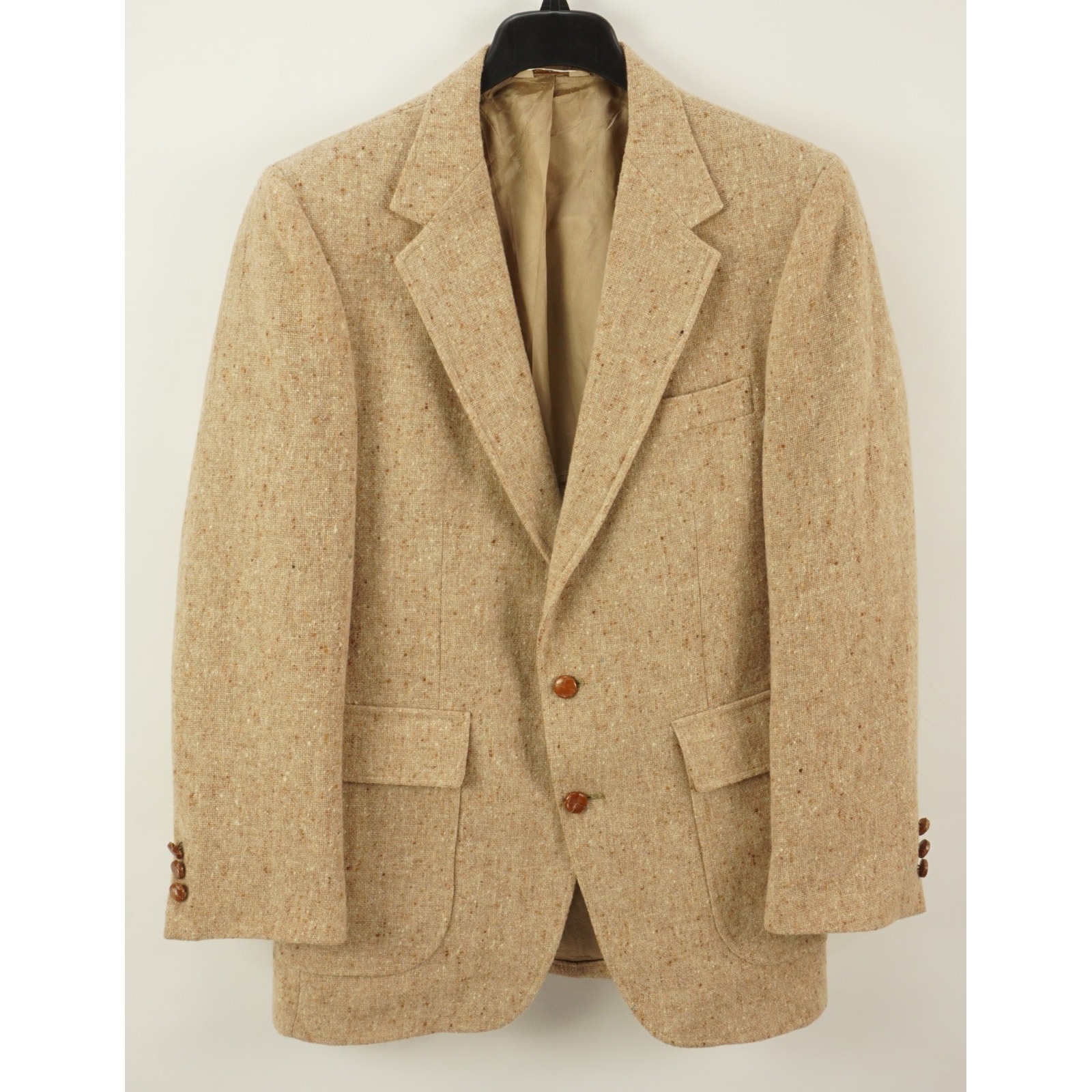 Vintage 1950s 1960s Atomic Fleck Hopsack Tweed Sport Coat Men's 42r Cream Shank